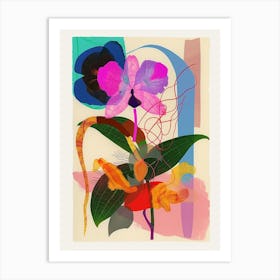 Monkey Orchid 1 Neon Flower Collage Art Print