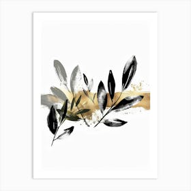 Black And Gold Leaves Canvas Print 1 Art Print