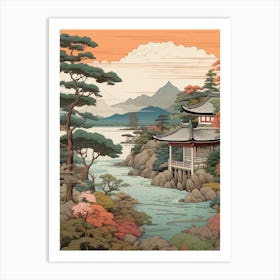 Amanohashidate In Kyoto, Ukiyo E Drawing 7 Art Print