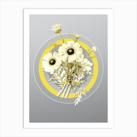 Botanical Chrysanthemum in Yellow and Gray Gradient n.418 Art Print