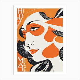 matisse woman portriat in orange watercolour 4 Art Print