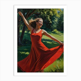 Dancer In Red Dress 1 Art Print