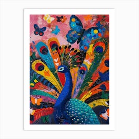 Peacock Colour Pop Butterflies Art Print