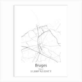 Bruges,Belgium Minimalist Map Art Print