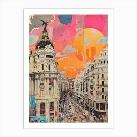 Madrid   Retro Collage Style 2 Art Print