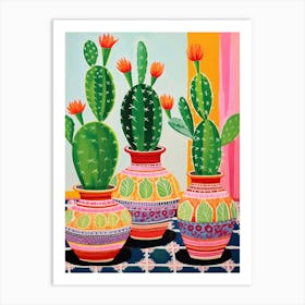 Cactus Painting Maximalist Still Life Nopal Cactus 4 Art Print