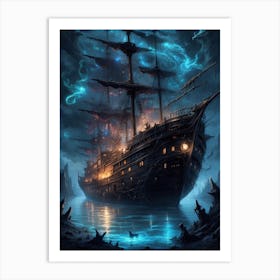 Ship In The Dark Art Print