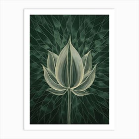 Lotus Abstract Art in Green Art Print