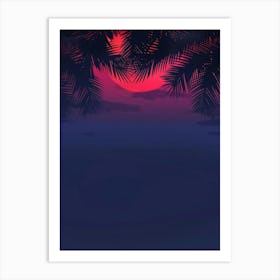 Sunset With Palm Trees 6 Art Print