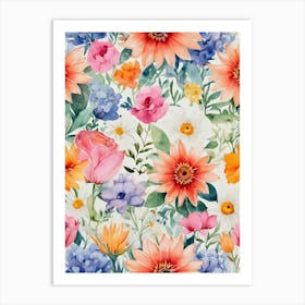 Watercolor Flowers 15 Art Print