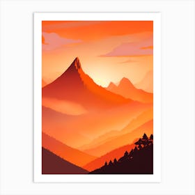 Misty Mountains Vertical Composition In Orange Tone 223 Art Print