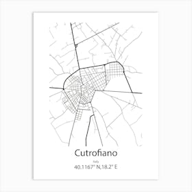 Cutrofiano,Italy Minimalist Map Art Print