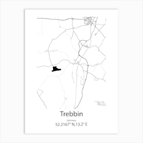 Trebbin,Germany Minimalist Map Art Print