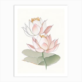 Double Lotus Pencil Illustration 4 Art Print