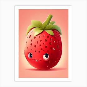 Strawberry Cartoon, Kids, Comic Art Print