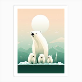 Frosty Connections; Oil Art Of Polar Bear Family Art Print