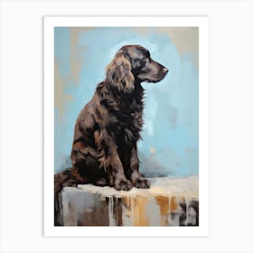 Newfoundland Dog, Painting In Light Teal And Brown 3 Art Print