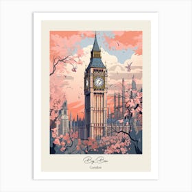 Big Ben, London   Cute Botanical Illustration Travel 1 Poster Art Print