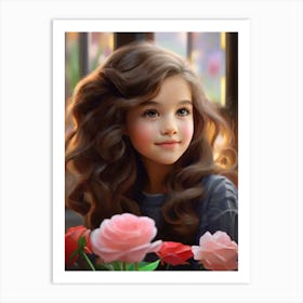 Girl With Roses 1 Art Print