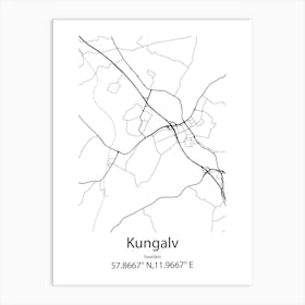 Kungalv,Sweden Minimalist Map Art Print