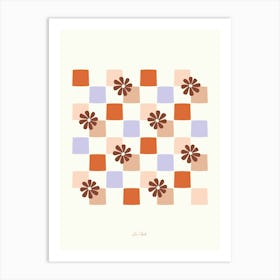 Boho Daisy Checkerboard Art Print