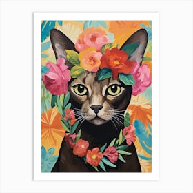 Burmese Cat With A Flower Crown Painting Matisse Style 4 Art Print