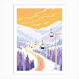 Park City Mountain Resort   Utah, Usa, Ski Resort Pastel Colours Illustration 2 Art Print