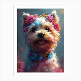 Yorkshire Terrier with floral Art Print