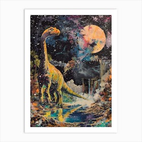 Dinosaur At Night Painting 1 Art Print