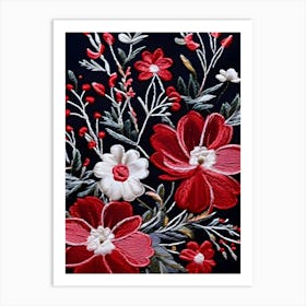 Red Floral Art Art Print