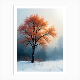 Tree In The Snow 3 Art Print