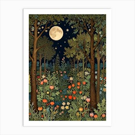 William Morris Moonlight In The Forest 162 Art Print