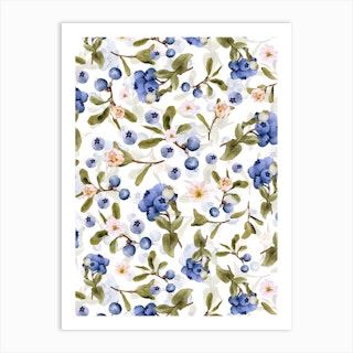 Scandinavian Midsummer Blueberry Meadow Art Print