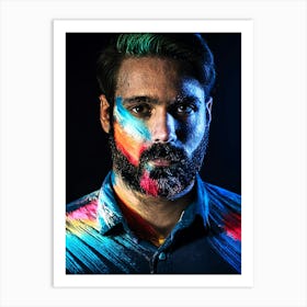 Man With Colorful Paint On His Face Art Print