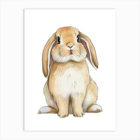 Mini Lop Rabbit Kids Illustration 4 Art Print
