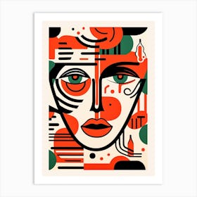 Abstract Pop Art Geometric Colourful Face 3 Art Print