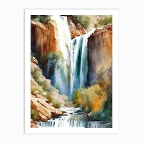 Calf Creek Waterfall, United States Water Colour (1) Art Print