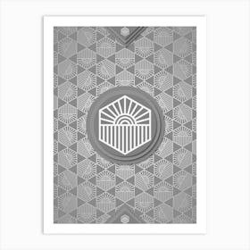 Geometric Glyph Abstract with Hex Array Pattern in Gray n.0208 Art Print