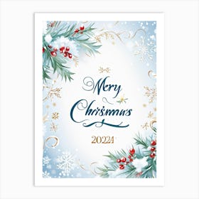 A Tasteful Composition Of Calligraphy Featuring The Text Merry Christmas 2024 Expertly Written In (1) Art Print