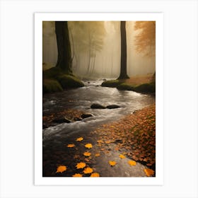 Autumn River Leaves Art Print
