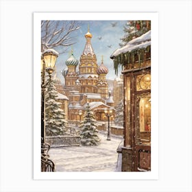 Vintage Winter Illustration Moscow Russia 1 Art Print