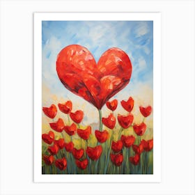 Valentine Heart Balloon Floral Valentine Art Print