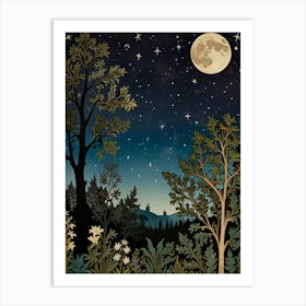 Night In The Forest Style William Morris 1 Art Print