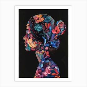 Portrait Of A Woman With Flowers 18 Art Print