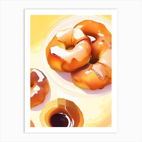 Apple Fritters Dessert Neutral Abstract Illustration Flower Art Print