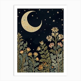 Landscape Moon In Forest Style William Morris 2 Art Print