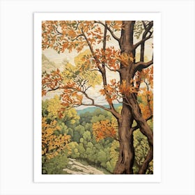 Eastern Cottonwood 4 Vintage Autumn Tree Print  Art Print