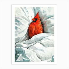 Red cardinal bird animal illustration art Art Print