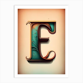 E, Letter, Alphabet Retro Drawing 3 Art Print