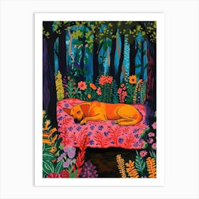 Dog In The Forest Art Print